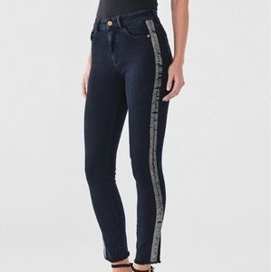 NWT Dl1961 Farrow Ankle High-Rise Instasculpt Skinny METALLIC SIDE STRIPE 25